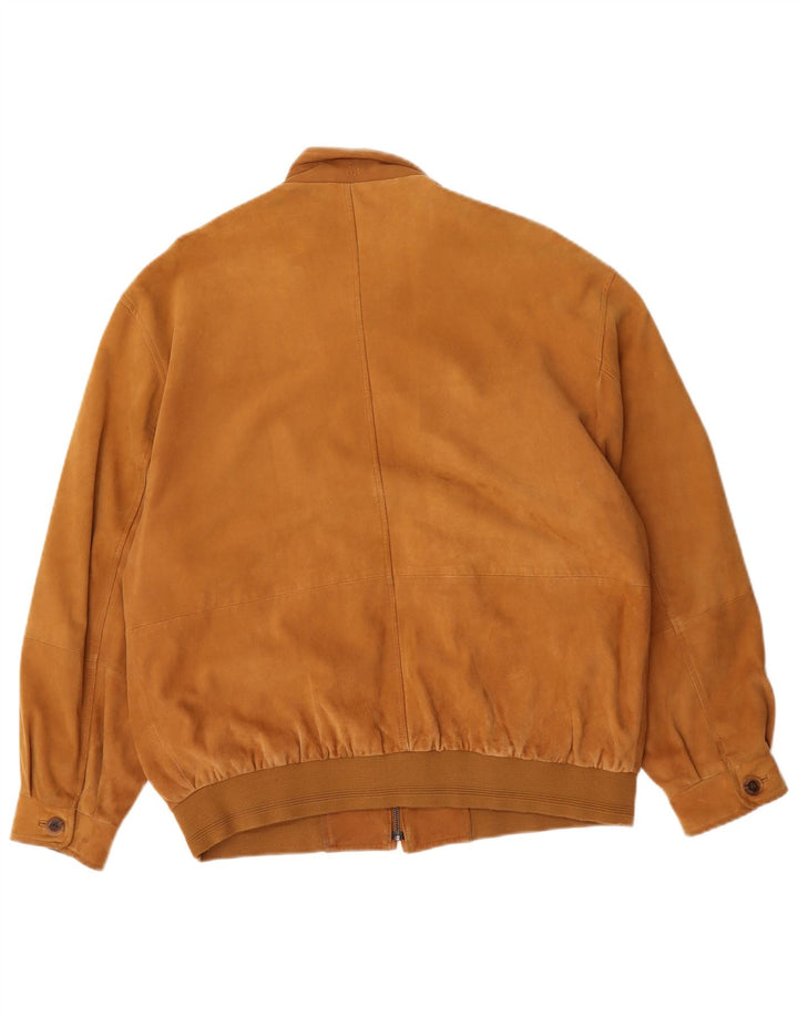 Daniel Hechter Jaqueta bomber masculina de camurça Reino Unido 40 grande couro marrom