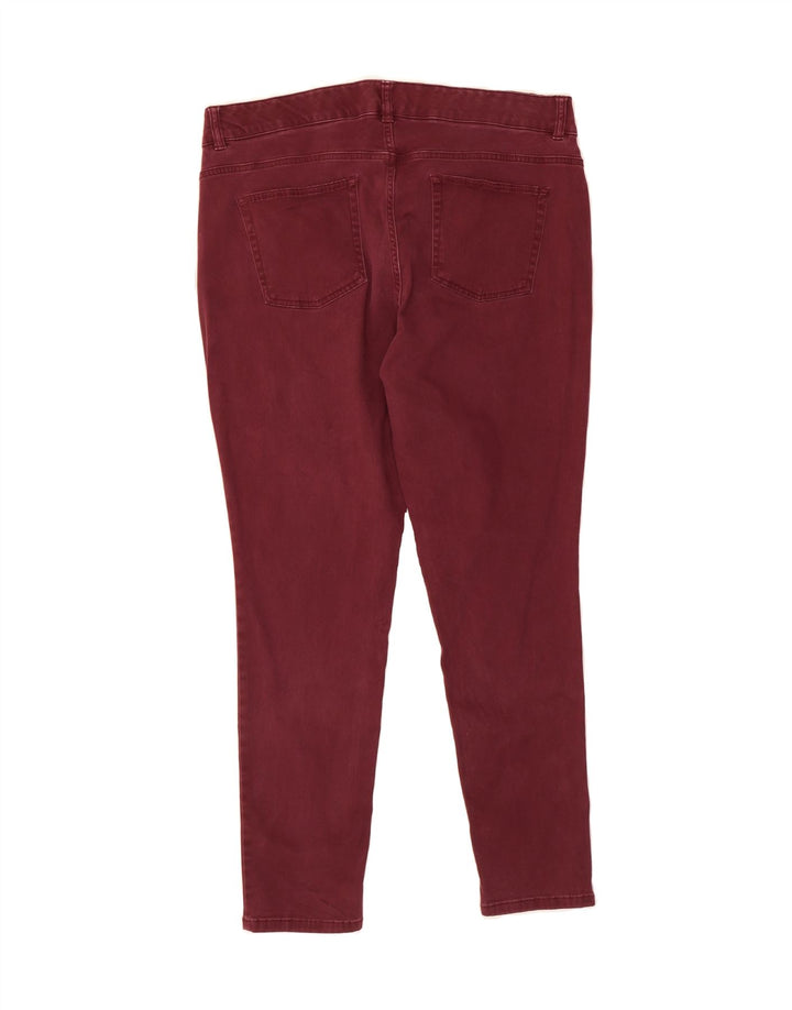 CHAPS Womens Slim Casual Trousers US 16 2XL W36 L29 Maroon Cotton Vintage Chaps and Second-Hand Chaps from Messina Hembry 