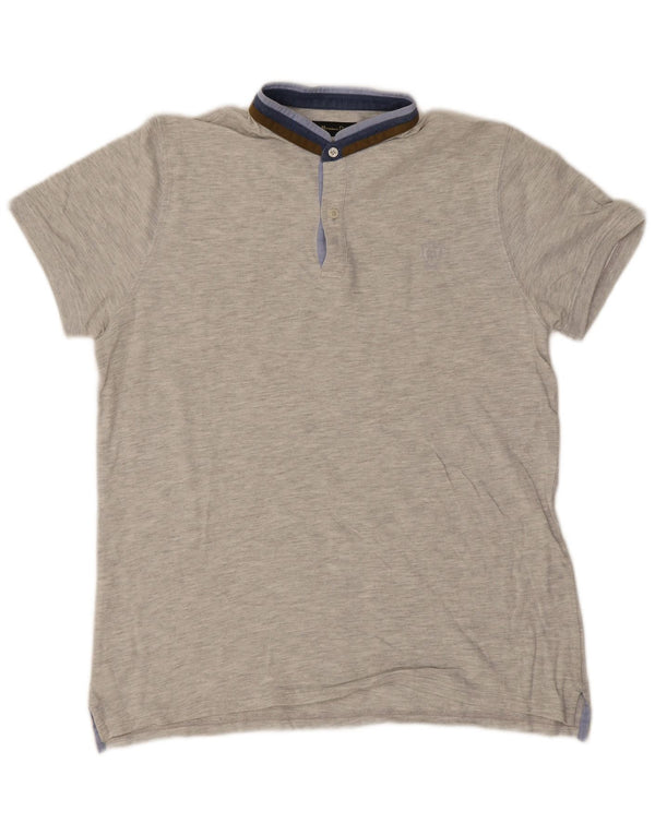 Camisa polo masculina Massimo Dutti grande listrada cinza