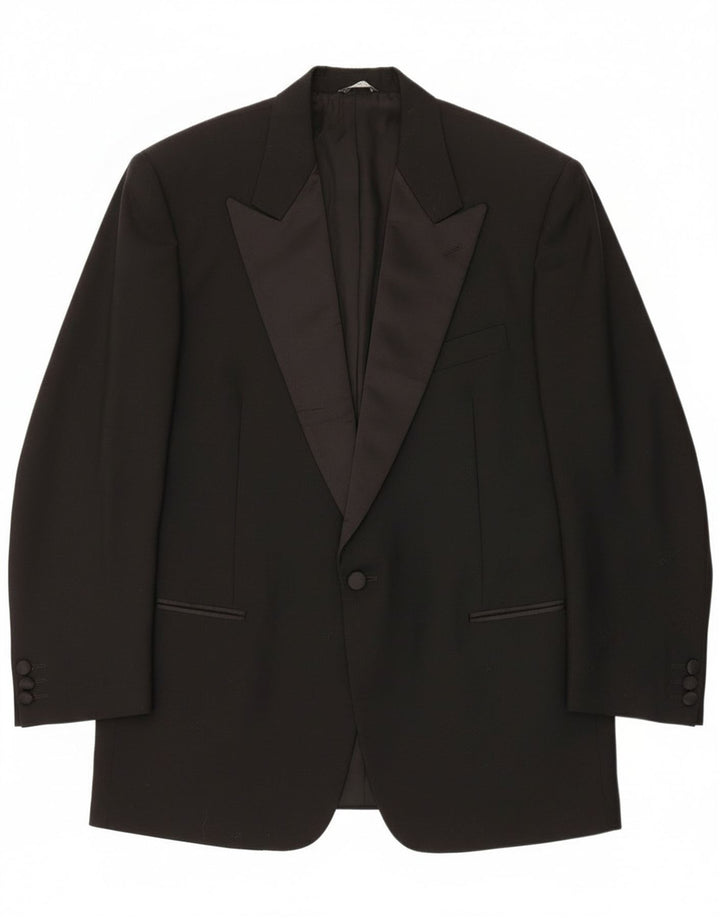 Jaqueta blazer masculina Mario Zegna com 1 botão IT 50 grande lã colorblock preta