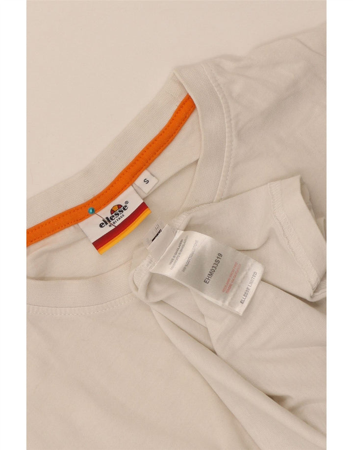 Ellesse Camiseta Masculina Heritage Graphic Top Pequeno Algodão Branco