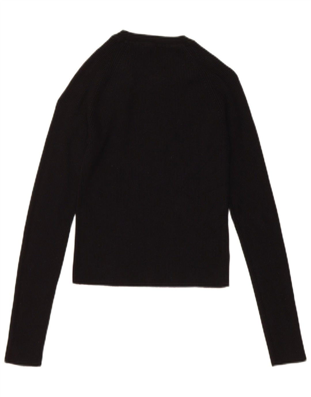 Zara Top curto feminino manga comprida Reino Unido 14 grande viscose preta