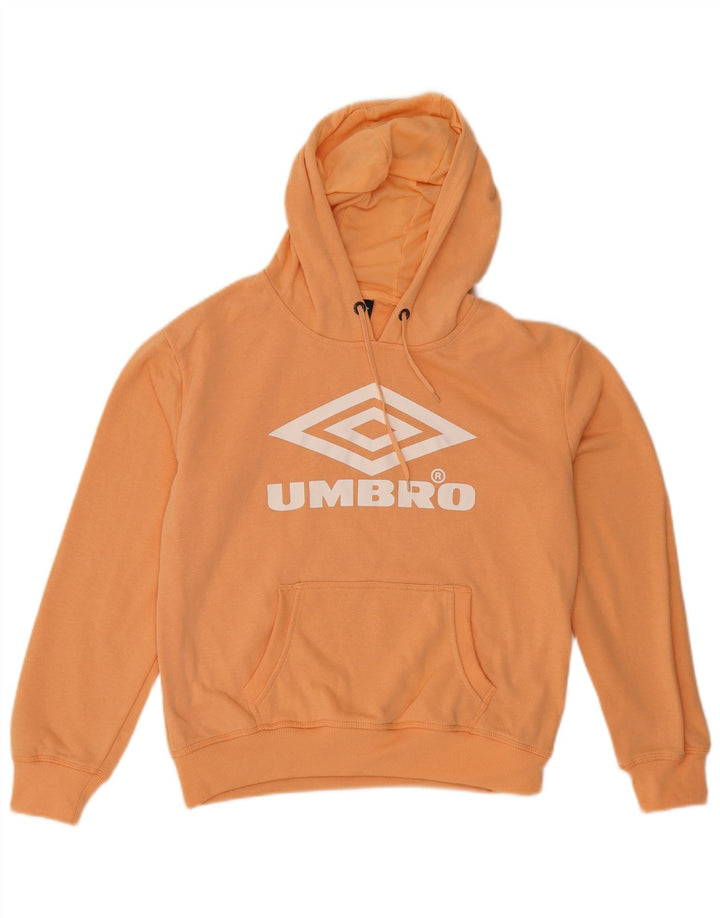 UMBRO Suéter gráfico masculino com capuz e algodão laranja pequeno