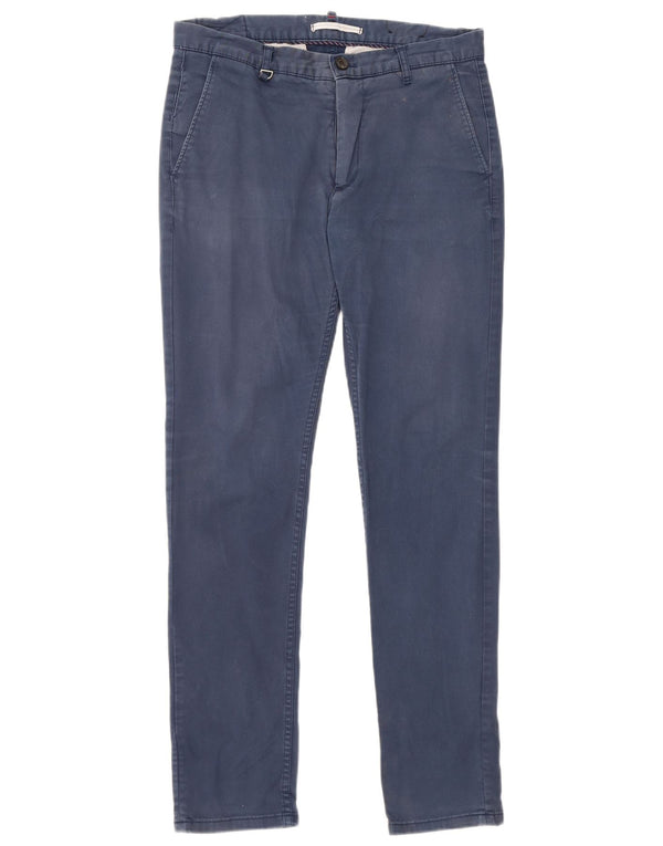 Zara Mens Slim Chino Calças EU 40 Médio W31 L30 Azul Marinho Algodão