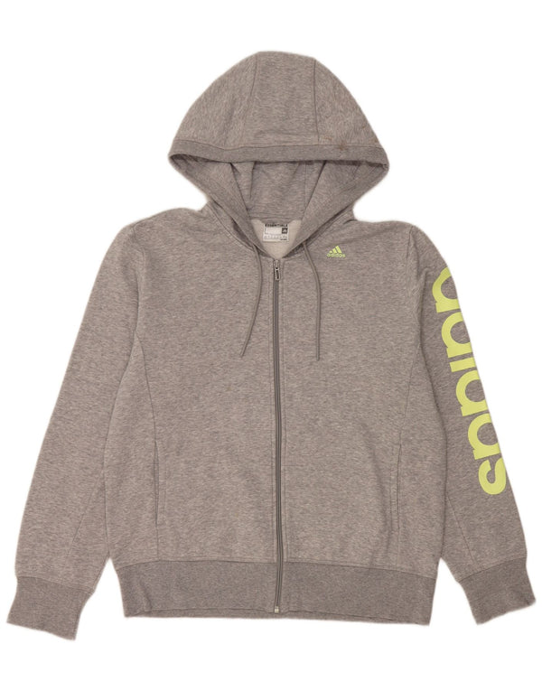 ADIDAS Suéter feminino Climalite Graphic Zip com capuz UK 16/18 grande cinza