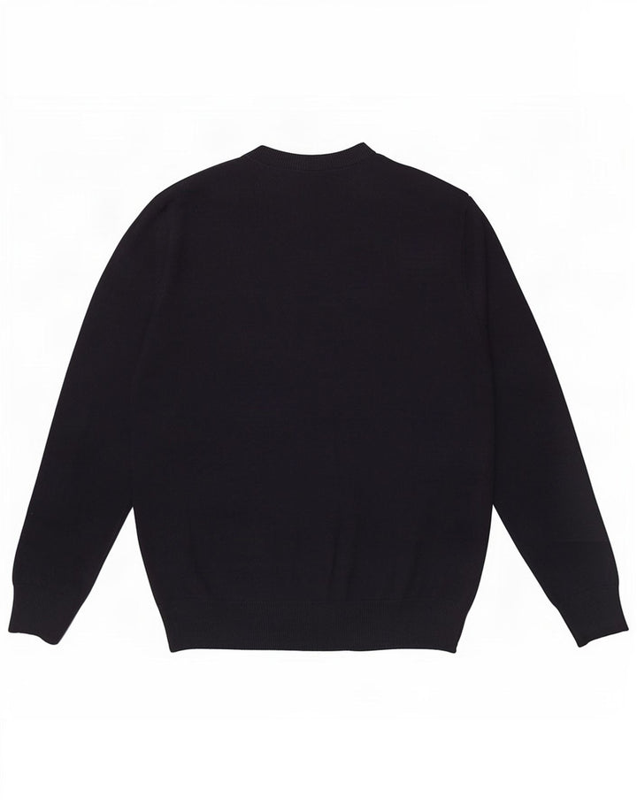 Suéter masculino Pierre Cardin com gola redonda e pequeno acrílico azul marinho