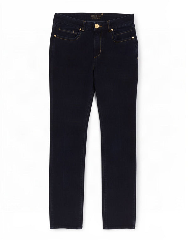 Calça jeans feminina Marks & Spencer Per Una Slim UK 8 pequena W28 L27 azul marinho