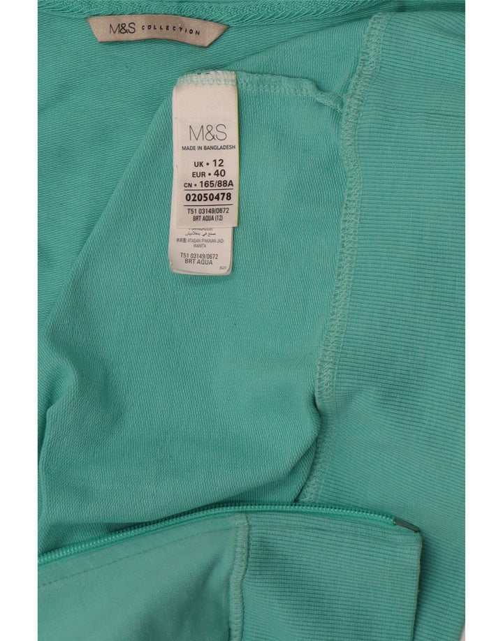 Suéter feminino Marks & Spencer com capuz e zíper Reino Unido 12 algodão turquesa médio