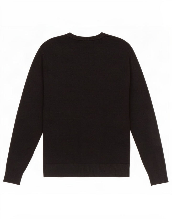 Suéter masculino Marks & Spencer com gola canoa, acrílico preto médio