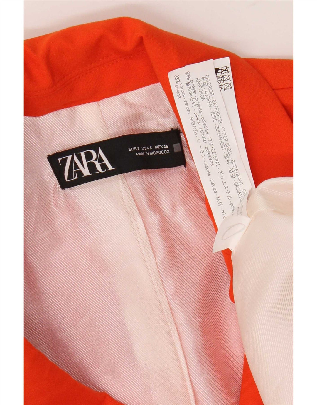 Zara Colete Longline Feminino UK 10 Pequeno Poliéster Laranja