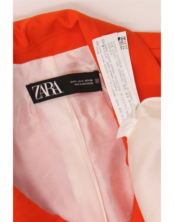 Zara Colete Longline Feminino UK 10 Pequeno Poliéster Laranja