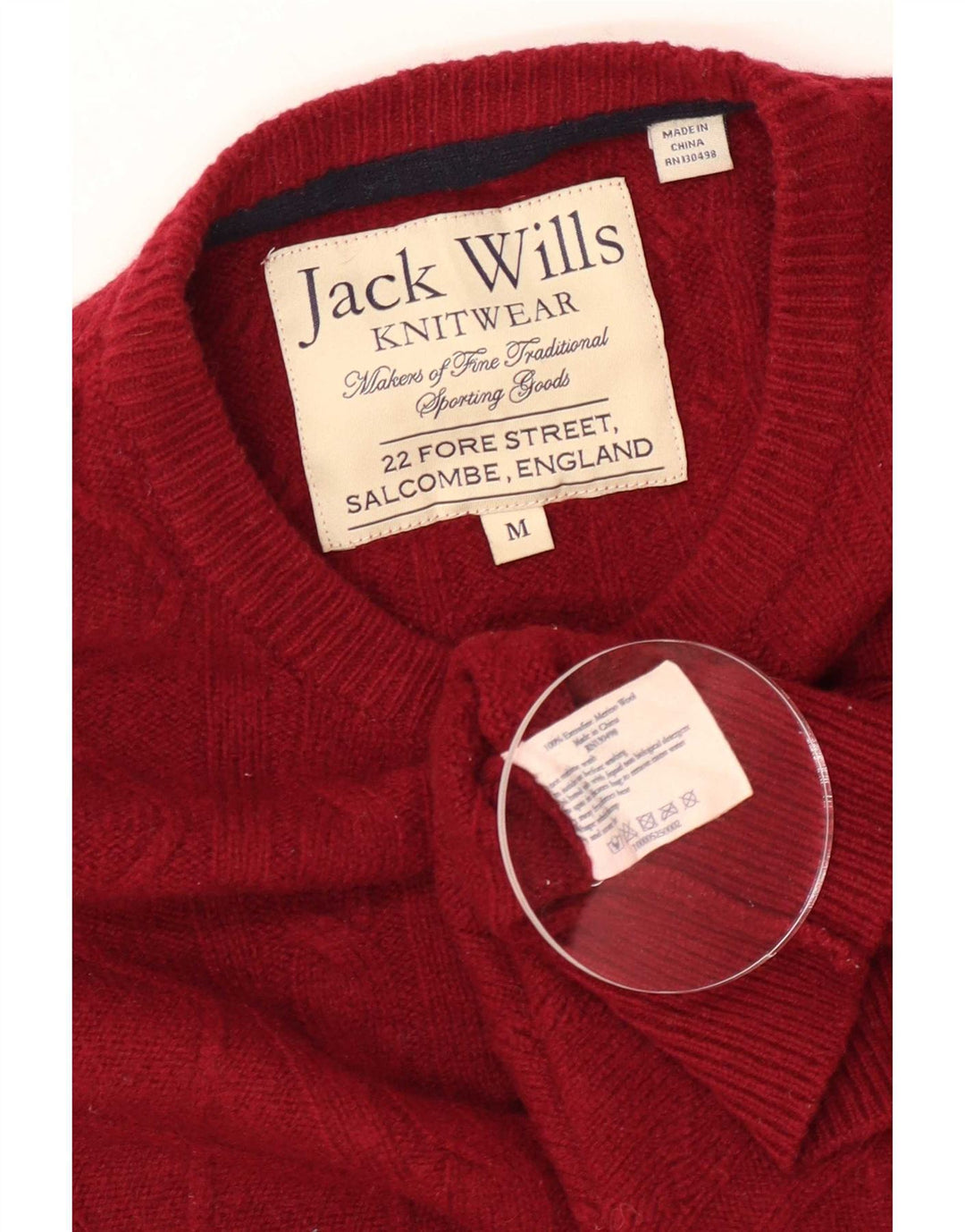 Jack Wills Suéter masculino com gola redonda, lã Merino marrom médio