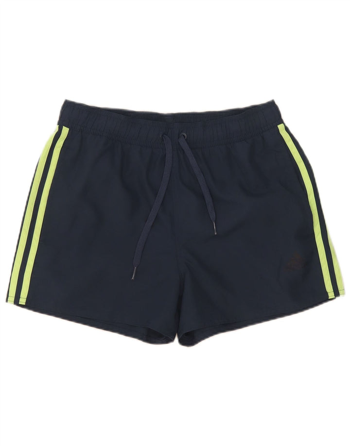 Shorts esportivos femininos Adidas UK 10 pequeno poliéster azul marinho