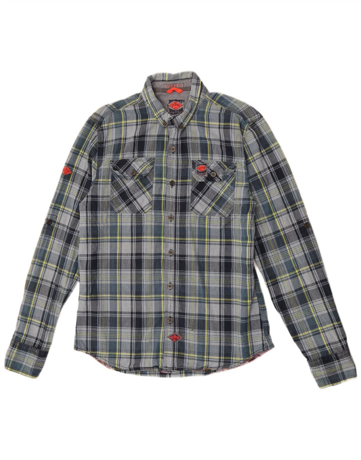 Camisa masculina de flanela Superdry 2XL algodão xadrez cinza