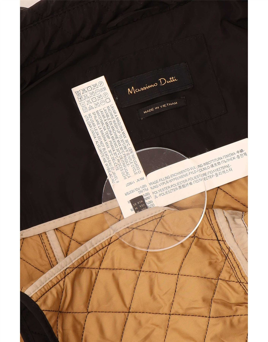Jaqueta acolchoada feminina Massimo Dutti UK 14 poliéster preto médio