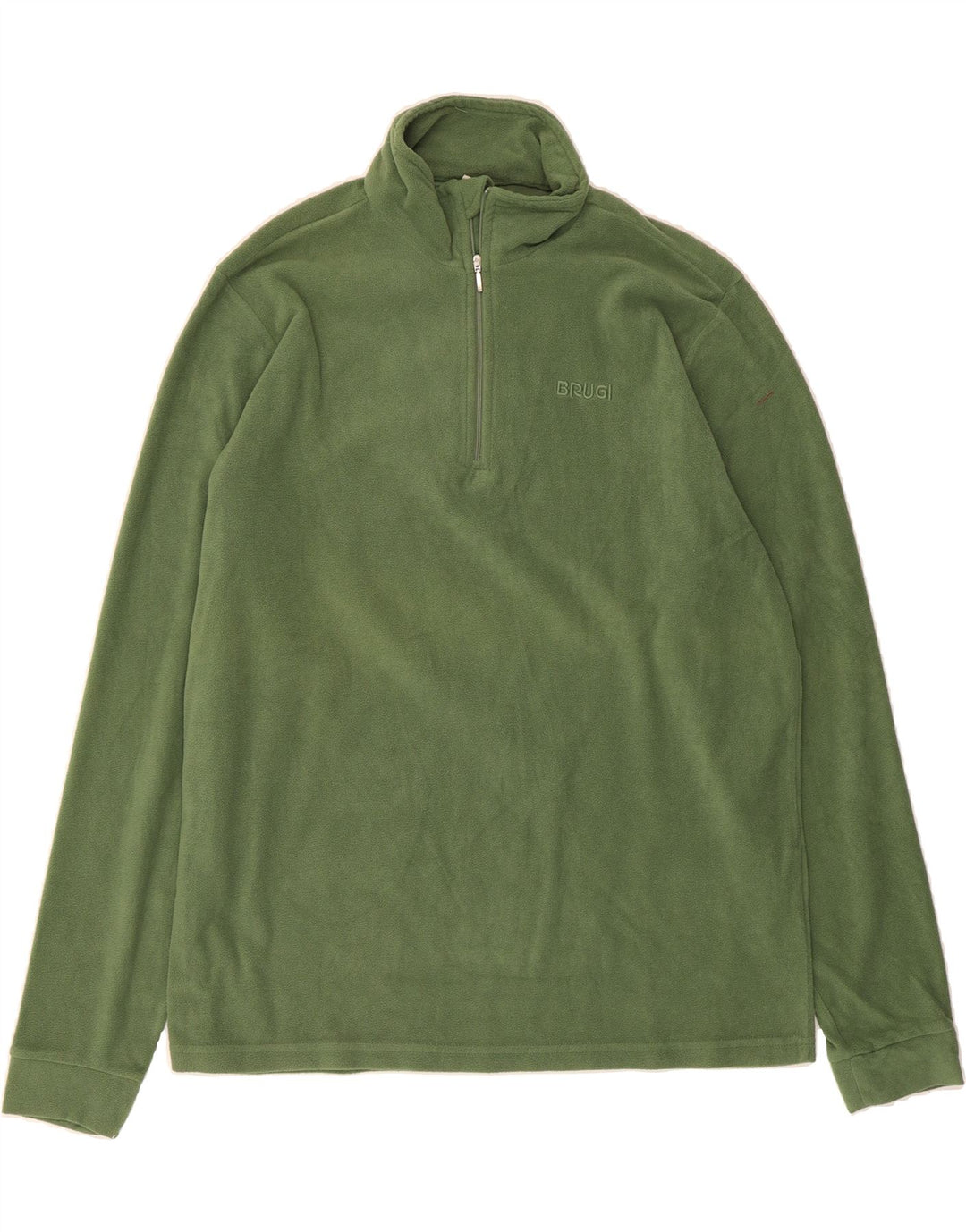 BRUGI Mens Zip Neck Fleece Jumper XL Green Polyester Vintage Brugi and Second-Hand Brugi from Messina Hembry 