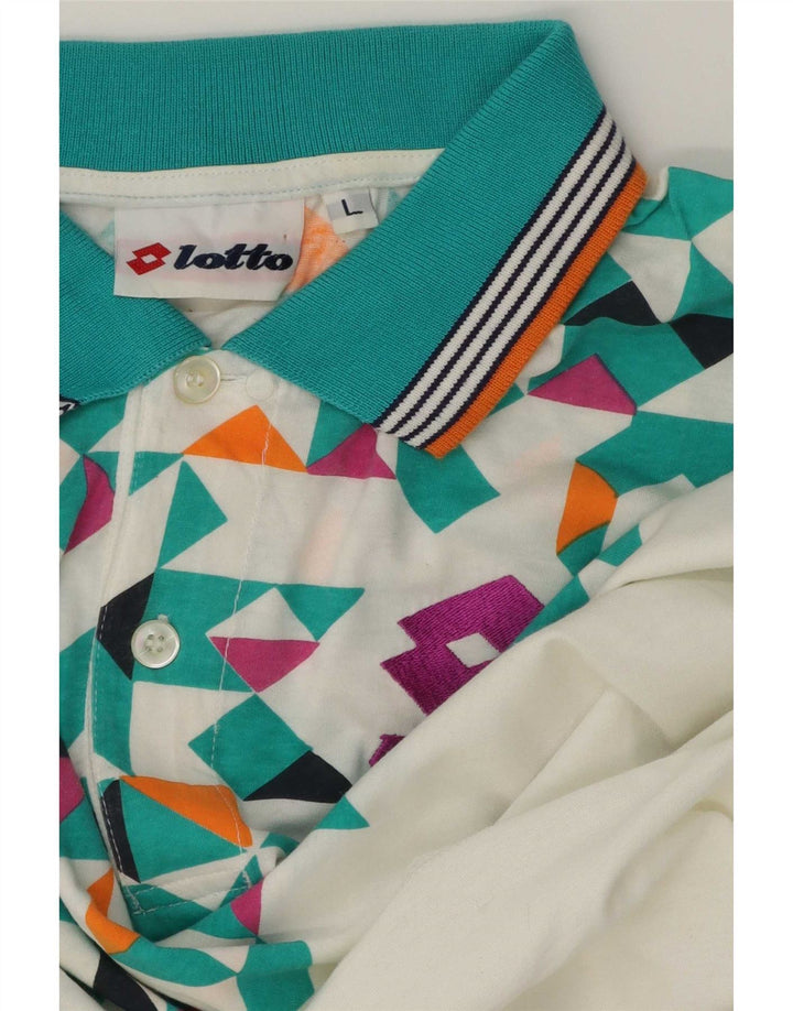 Camisa polo masculina Lotto grande branca geométrica
