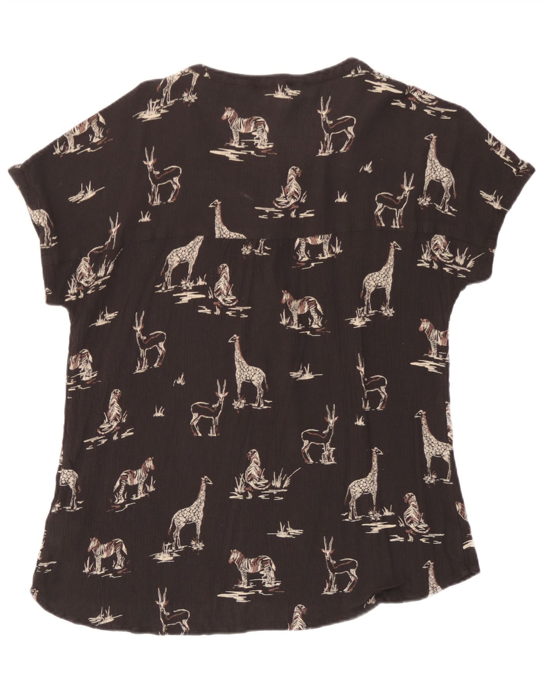 Blusa feminina Fat Face com estampa gráfica UK 14 grande viscose preta