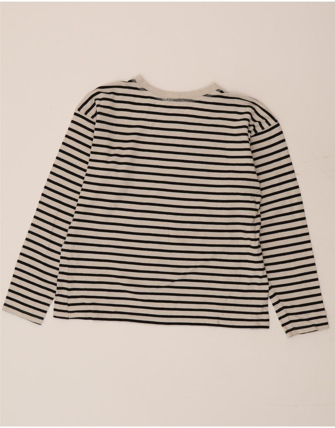 Top feminino Zara de manga comprida UK 14 algodão listrado branco médio