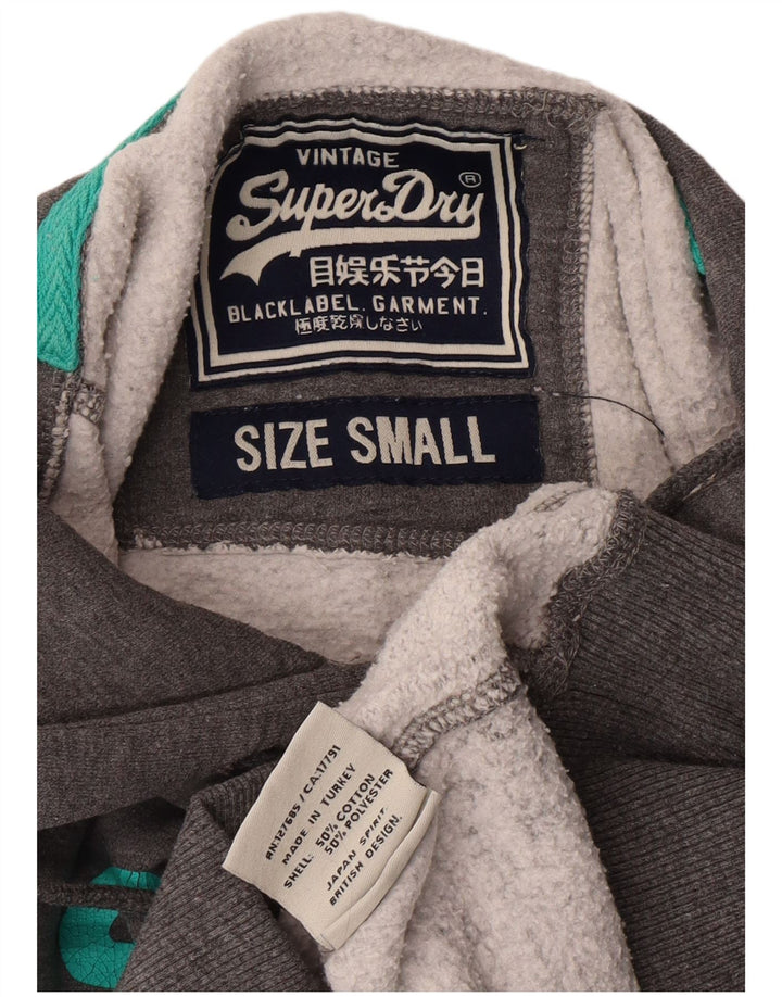 Jumper com capuz feminino SUPERDRY UK 10 pequeno algodão cinza