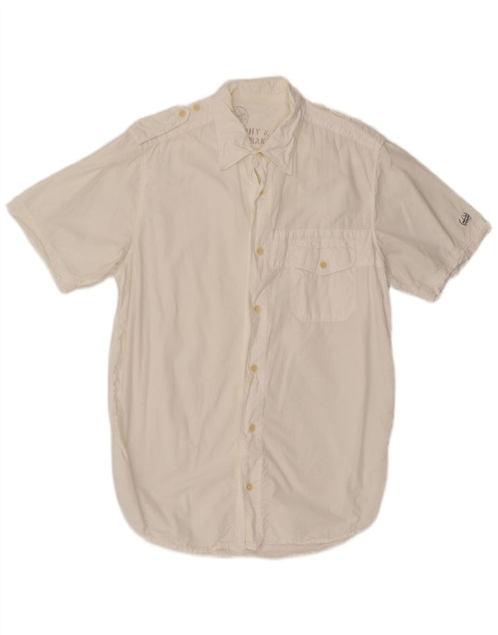 Camisa militar masculina de manga curta Murphy & Nye grande algodão branco