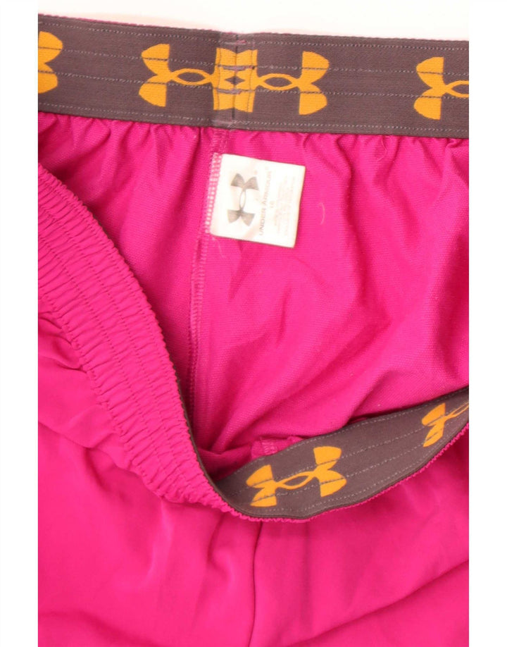 Shorts esportivos femininos Under Armour UK 16 grande poliéster rosa