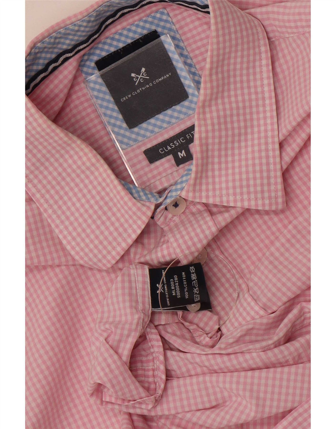 Camisa masculina clássica de ajuste da Crew Clothing algodão guingão rosa médio