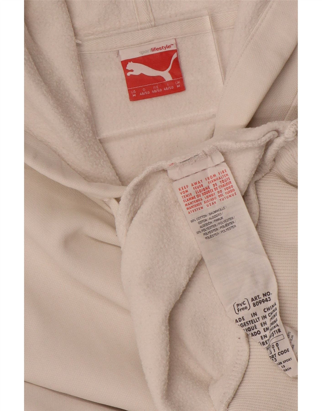 PUMA Mens Hoodie Jumper Médio Algodão Branco