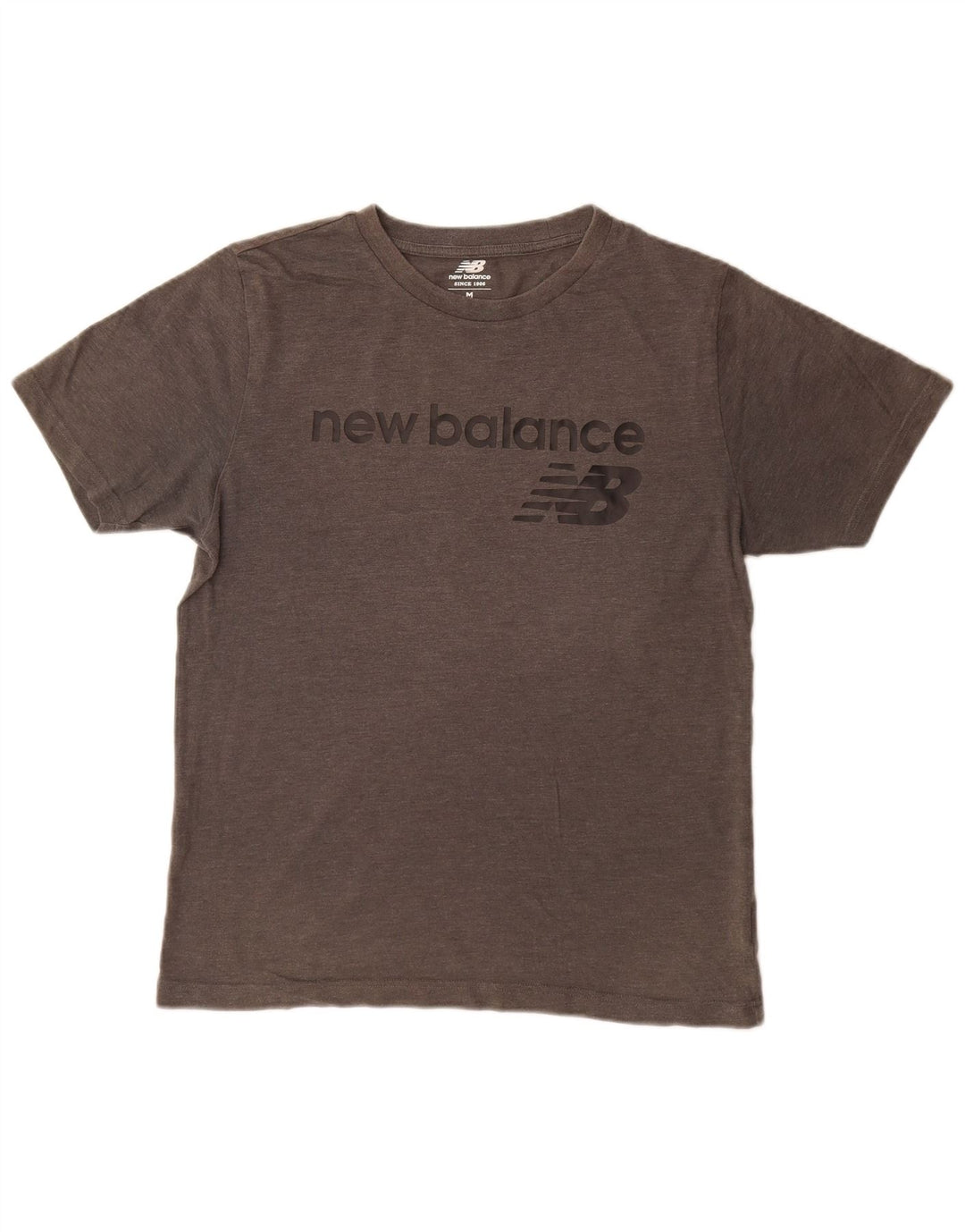 Camiseta gráfica masculina New Balance cinza médio