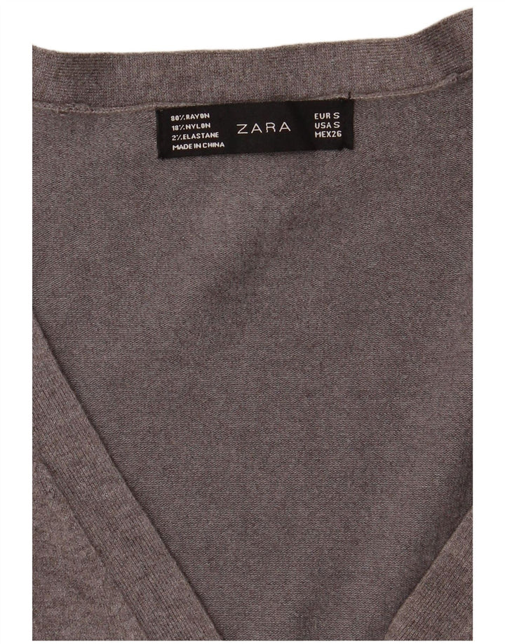 Suéter cardigã feminino Zara Reino Unido 10 pequeno cinza
