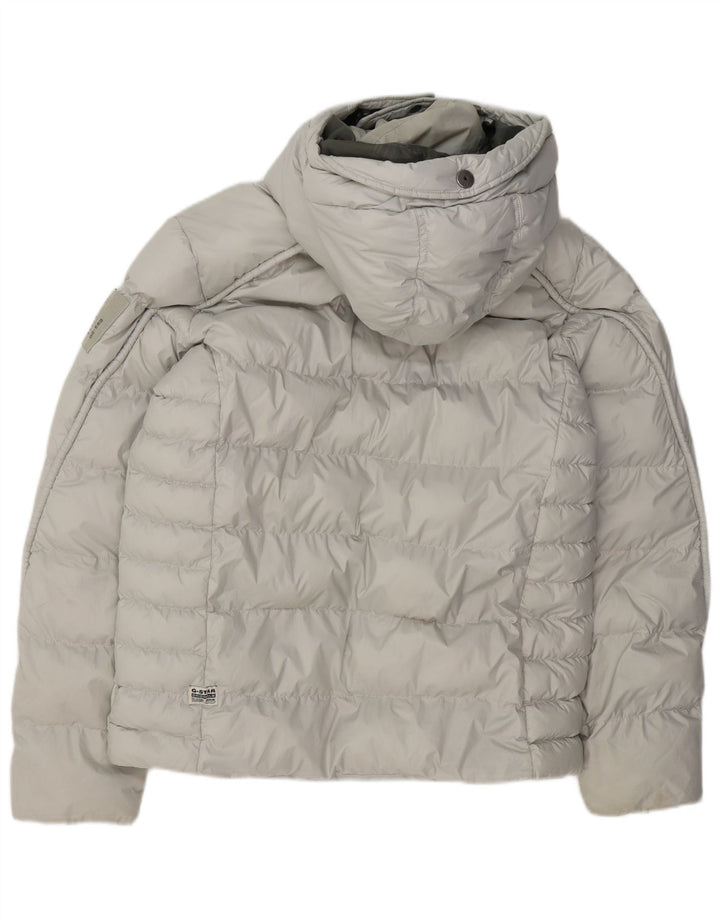 Jaqueta masculina acolchoada com capuz G-STAR UK 38 poliéster cinza médio