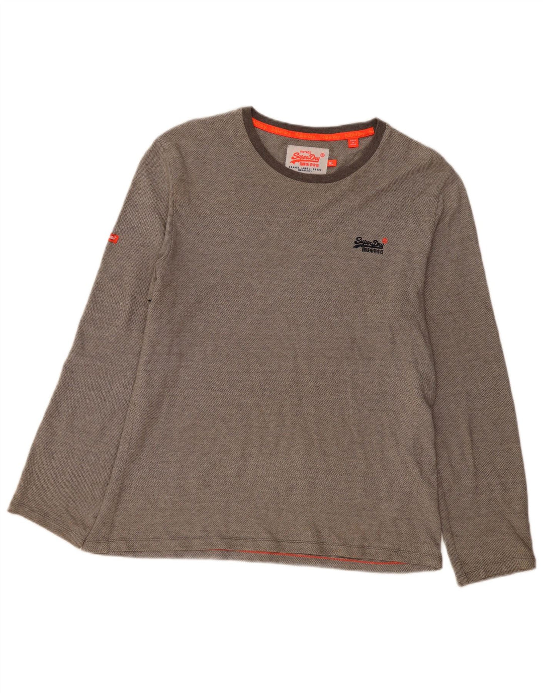 Top masculino Superdry manga comprida XL algodão cinza