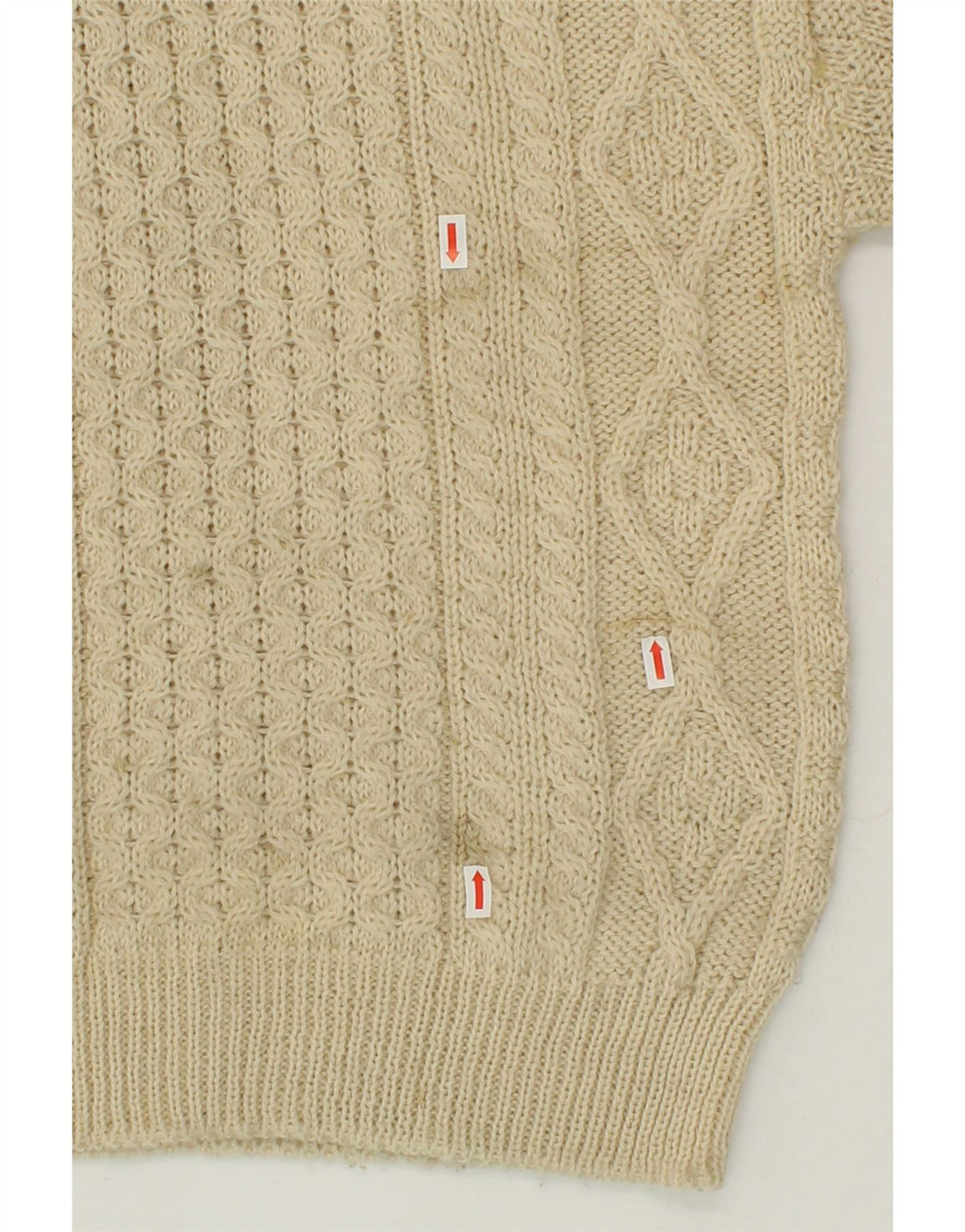 ARANCRAFTS Suéter feminino com gola canoa, Reino Unido, 10 lã bege pequena