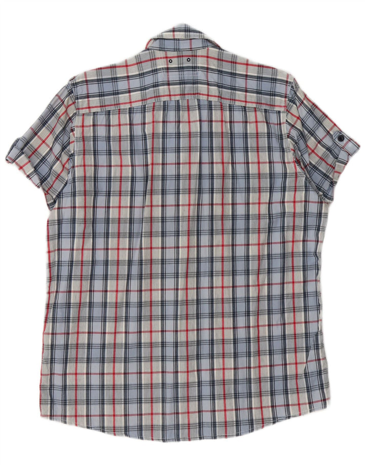 Camisa masculina de manga curta BRUGI XL azul algodão guingão