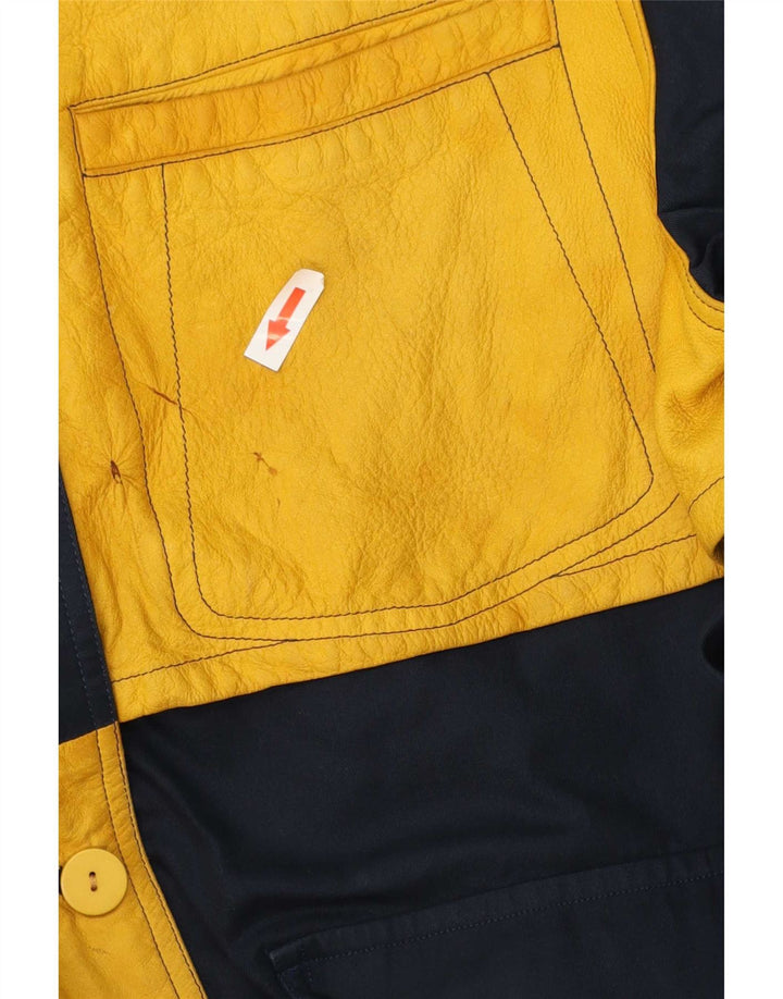 Jaqueta utilitária feminina vintage Reino Unido 16 grande bloco colorido azul marinho