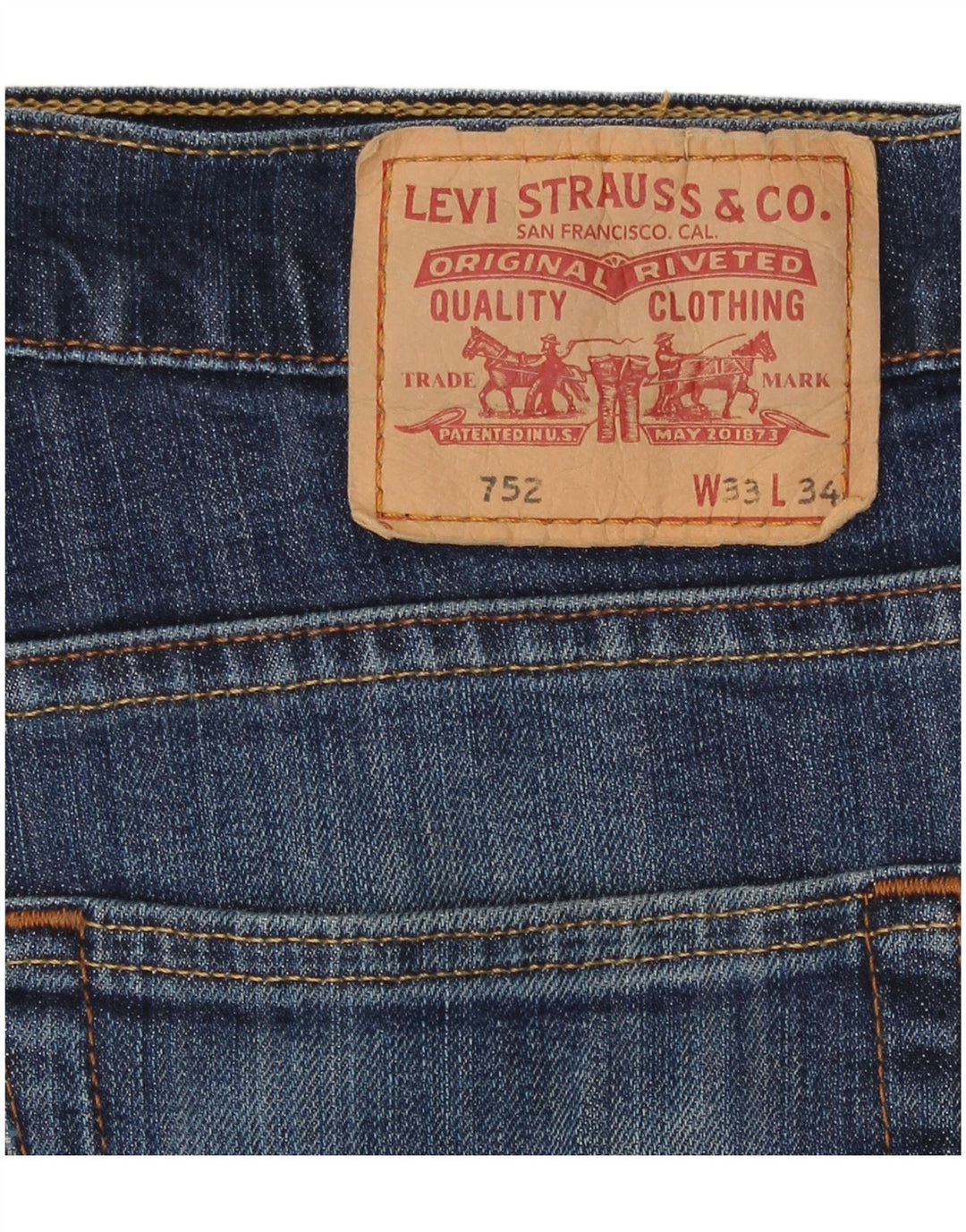 Calça jeans feminina Levi's 752 Straight W33 L31 azul algodão