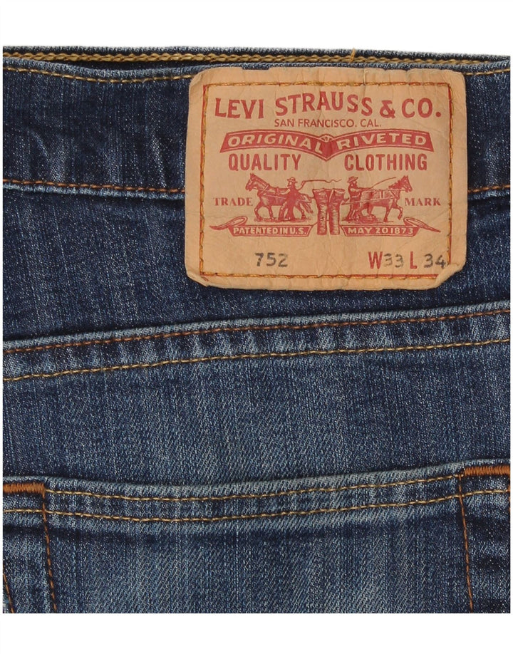 Calça jeans feminina Levi's 752 Straight W33 L31 azul algodão