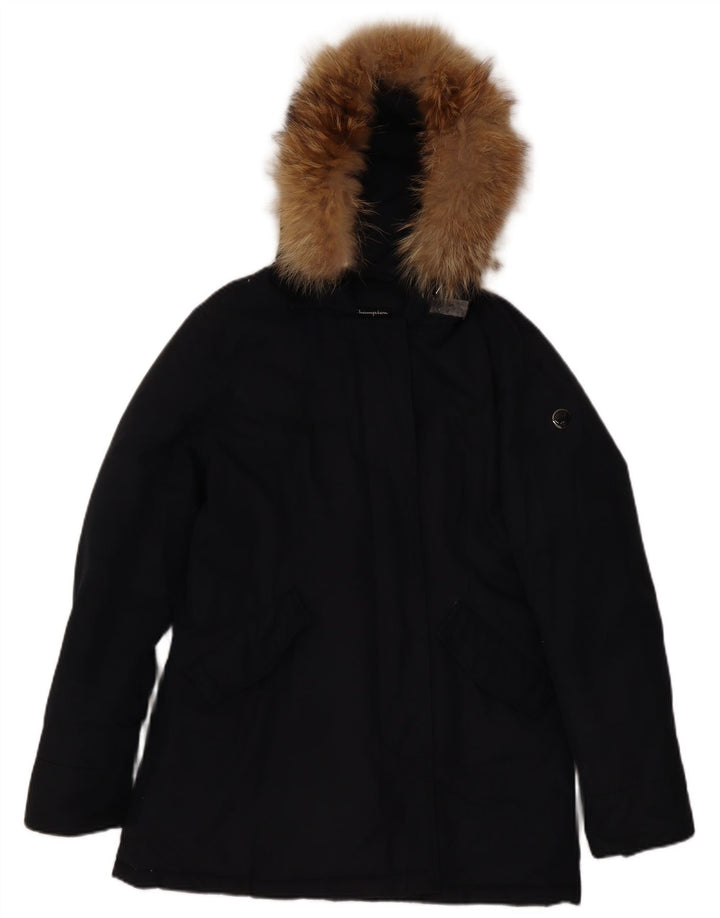 Jaqueta feminina acolchoada com capuz Champion UK 14 médio azul marinho