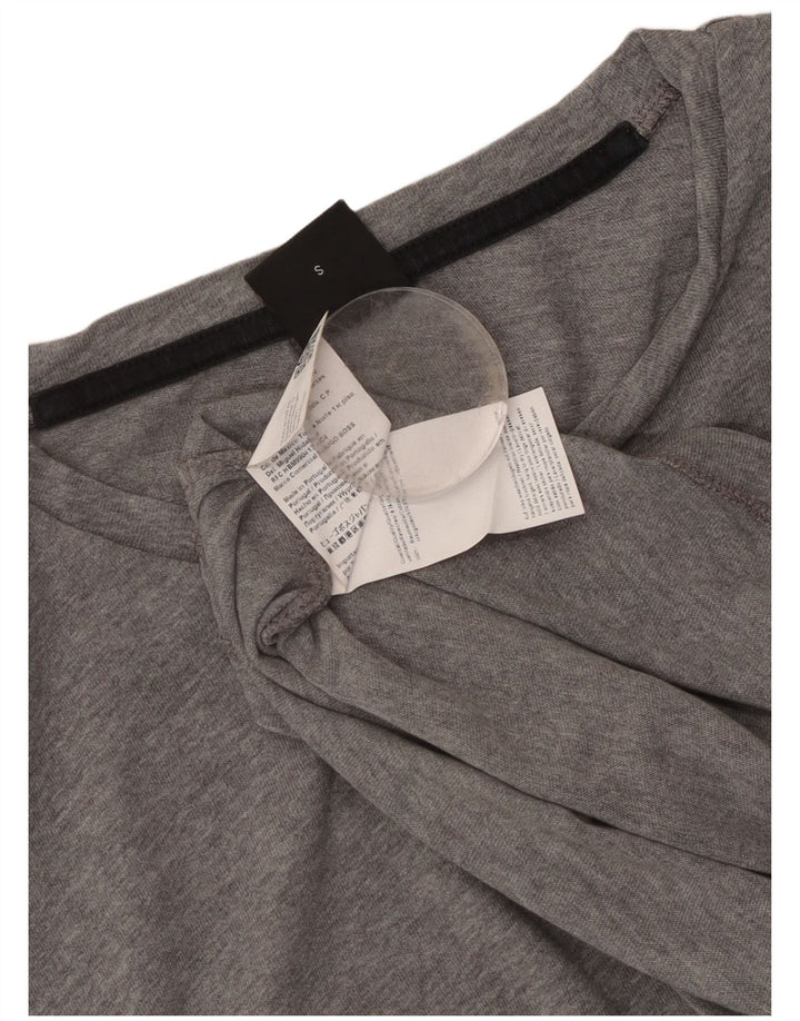 Camiseta feminina Hugo Boss Top UK 10 pequeno algodão cinza