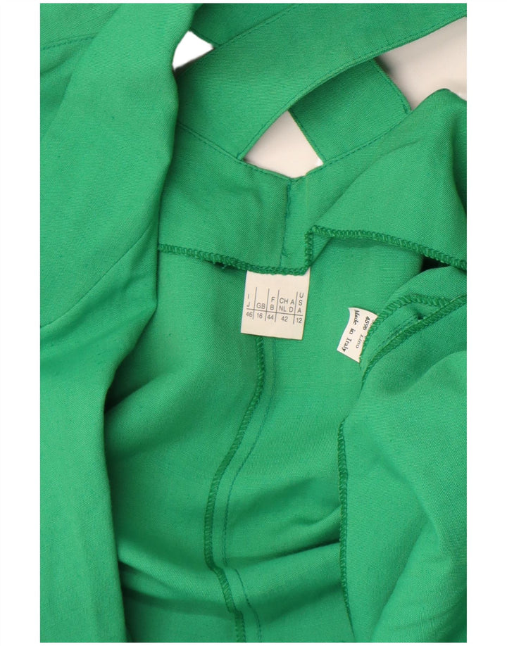 Blazer feminino vintage manga curta com 1 botão Reino Unido 16 verde grande