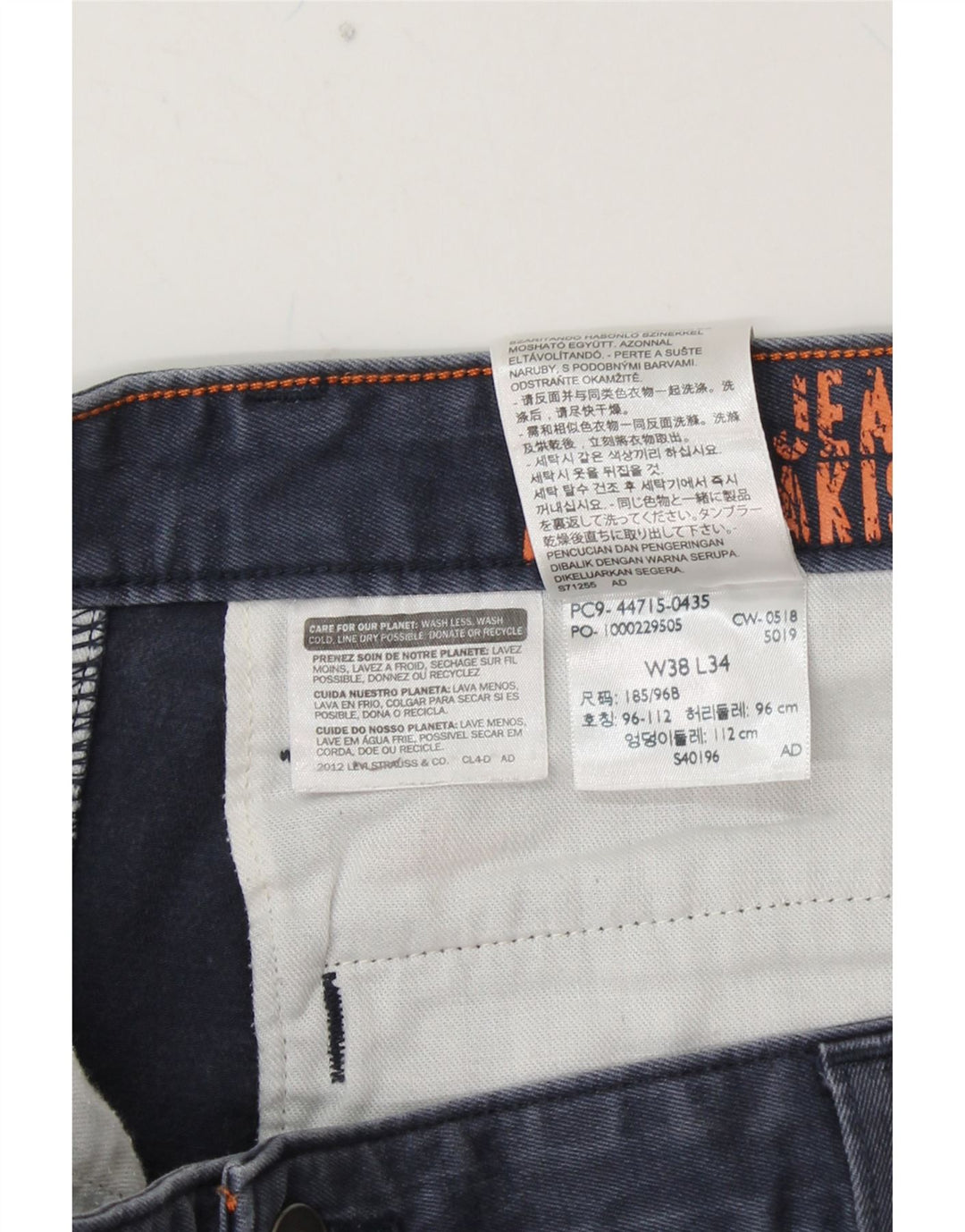 Calça chino reta masculina DOCKERS W38 L30 algodão azul marinho