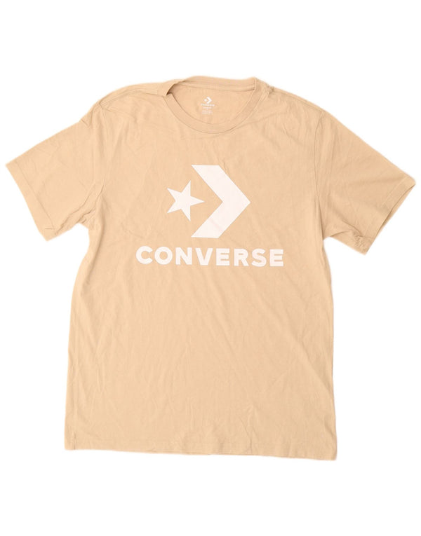 Converse Mens Graphic T-Shirt Top Médio Algodão Bege