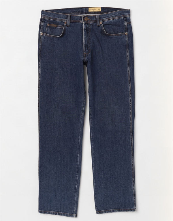 Wrangler Masculino Utah Straight Jeans W38 L32 Azul Algodão