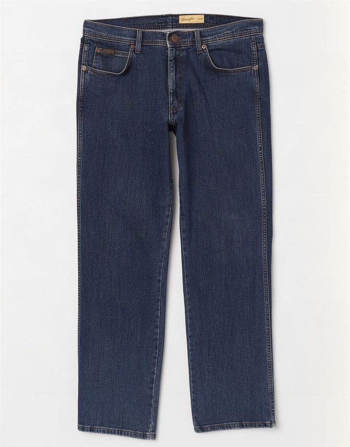 Wrangler Masculino Utah Straight Jeans W38 L32 Azul Algodão