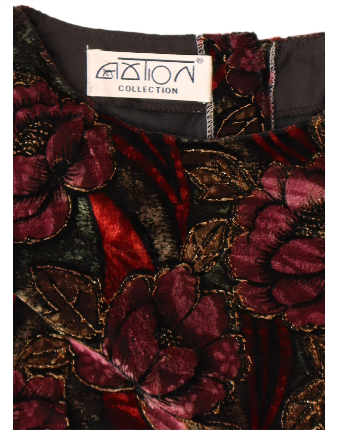 Blusa feminina vintage de manga comprida UK 14 floral multicolorido médio