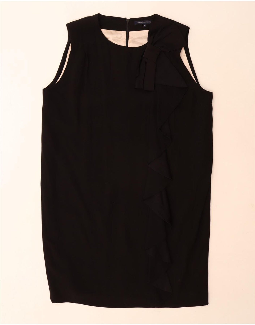 Vestido feminino French Connection sem mangas, viscose preta grande Reino Unido 16