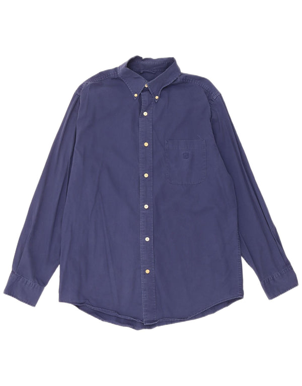 Camisa masculina Chaps de algodão azul marinho médio