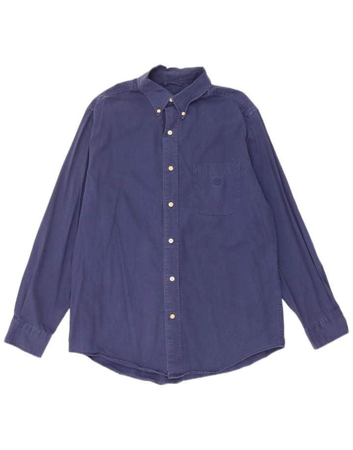 Camisa masculina Chaps de algodão azul marinho médio