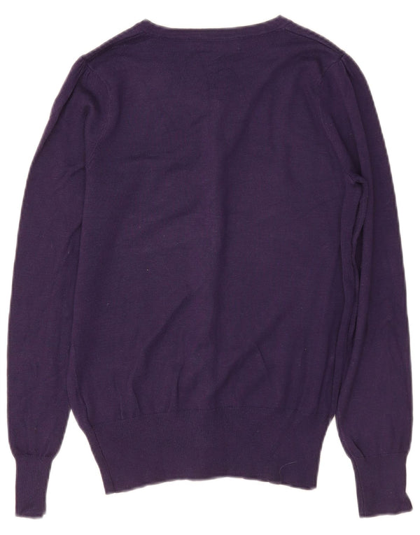 Suéter cardigã feminino Marks & Spencer Reino Unido 8 viscose roxa pequena