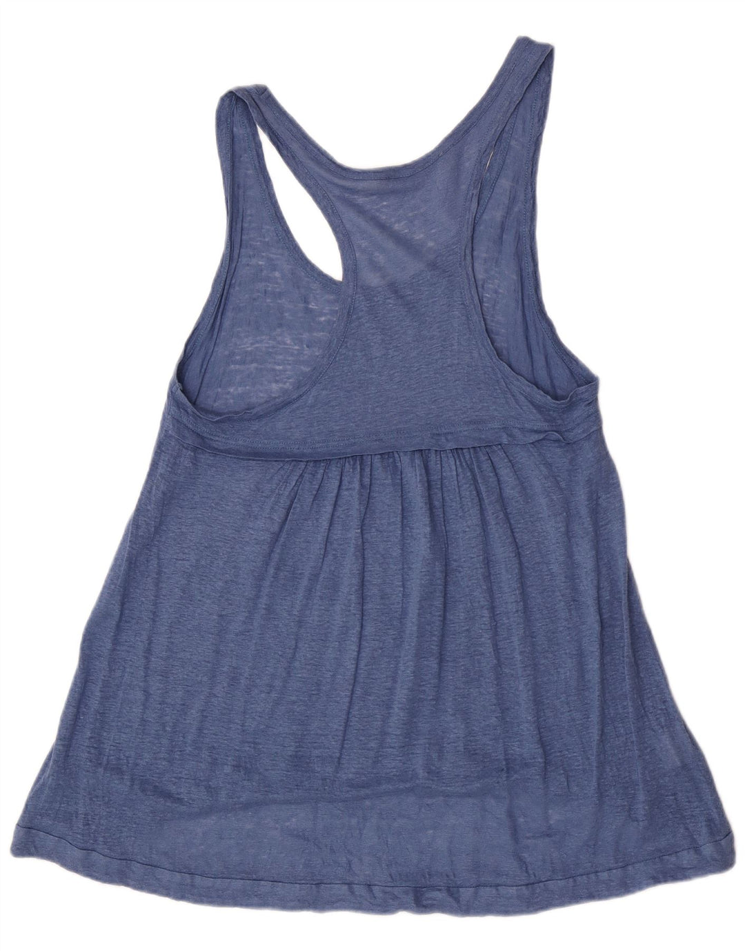 Túnica feminina sem mangas Stefanel UK 12 linho azul médio
